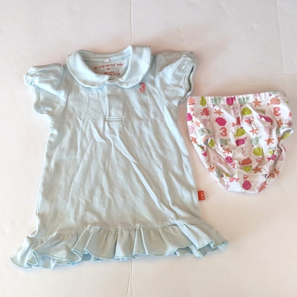 Magnificent Baby Dress Girls Sz 9m Mint Ocean Animals Magnetic